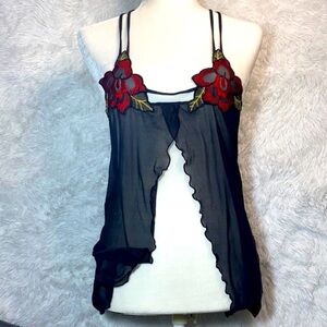 Victoria’s Secret vintage rose halter sheer mesh fly away cami top